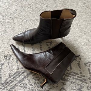 Manolo Blahnik Dark Brown Leather Ankle Boots size 39